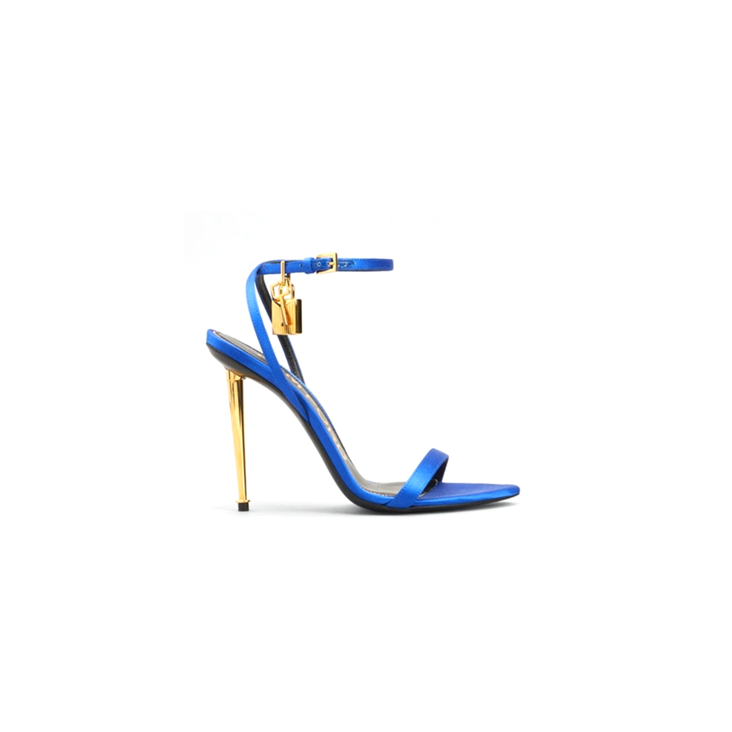 TOM FORD LOCK SATIN STILETTO SANDALS IN ELECTRIC BLUE W2272J 